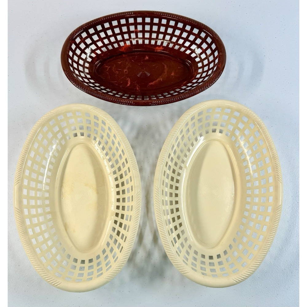 Amerline Melamine Vintage Lot of 3 Hot Dog French Fry Baskets MCM Bakelite